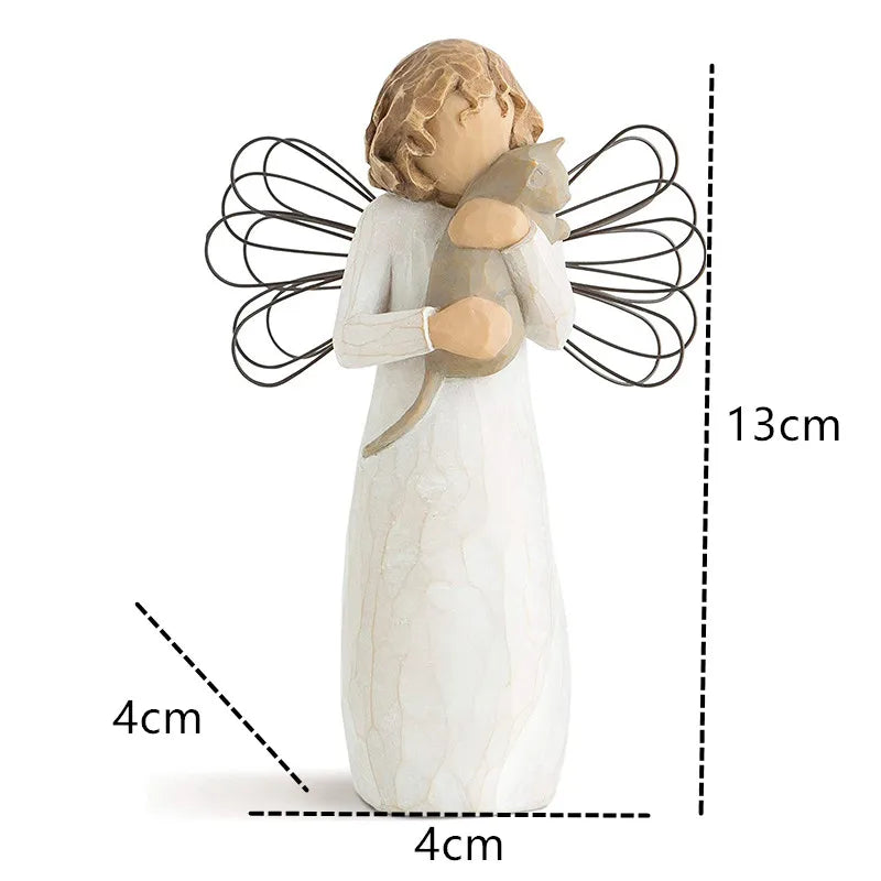 Vivolux | Statuette aus Kunstharz, Menschen, Familienfiguren, Skulptur, Figuren für Heimdekoration, Tischdekoration, Wohnzimmer, Engel, Umarmung, Hund, Vater, Kind