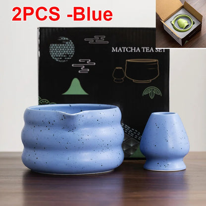 Variant image for Traditionelle Japanische Matcha-Schüssel mit Ausguss und Whiskhalter – Keramik Teezeremonie Set in Elegantem Farbverlauf-10