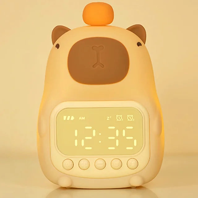 Vivolux | Capybara Uhr Lampe - Wiederaufladbare Digitaler Wecker mit Nachtlicht & Touch Snooze