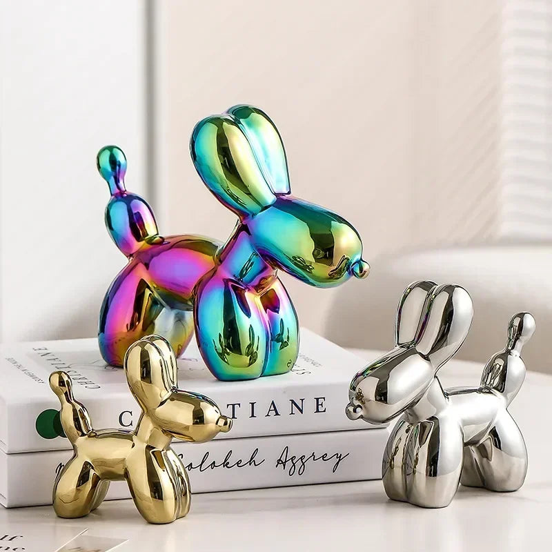 Vivolux | Nordic Keramik Ballon Hund Skulptur Gold Tier Dekorationen Statue Wohnzimmer Ornamente Kreative Desktop Ornament Wohnkultur