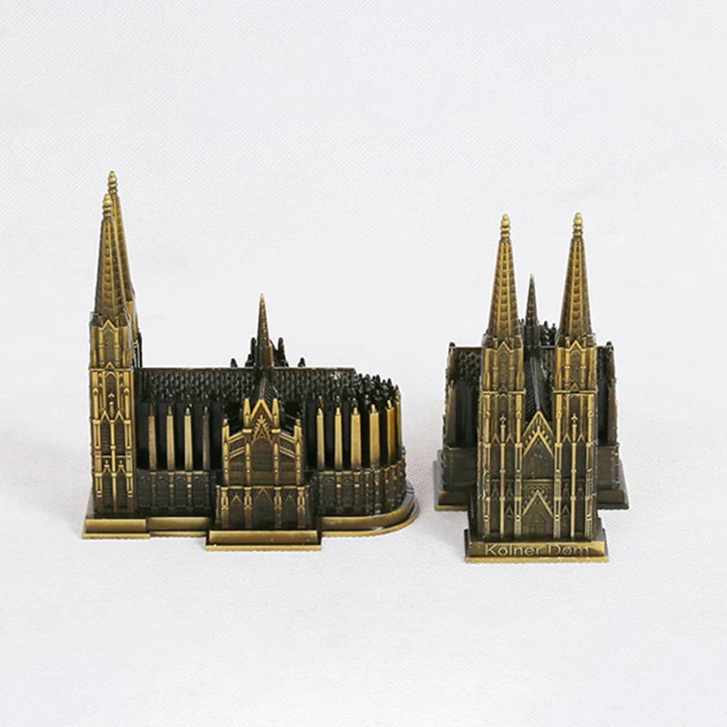 Vivolux | Cologne Cathedral Model Metal Antique Bronze Germany Kölner Dom Building Figurine World Famous Landmark Architecture Decoration