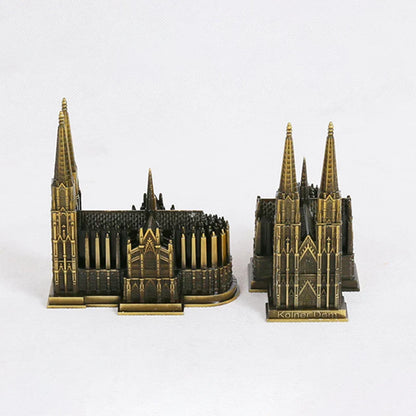 Vivolux | Cologne Cathedral Model Metal Antique Bronze Germany Kölner Dom Building Figurine World Famous Landmark Architecture Decoration