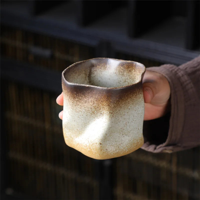 Vivolux | Unregelmäßige gedrehte Form Tasse 9,47 Unzen/280 ml Keramik Kaffee Teetasse ohne Griff Polychromatische kreative Keramik Tassen Kaffeetassen Retro