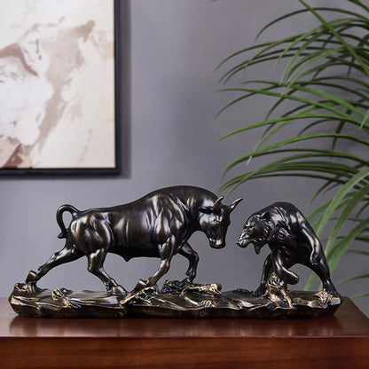 Vivolux | Feng Shui Bär und Stier Statue, Stier Figur, Sammlung Kuh Skulpturen Tier