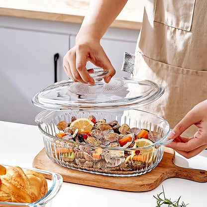 Vivolux | 4-teilige Glas-Auflaufform, Set mit 2 Auflaufformen mit Glasdeckeln, 1,9 Qt und 3 Qt