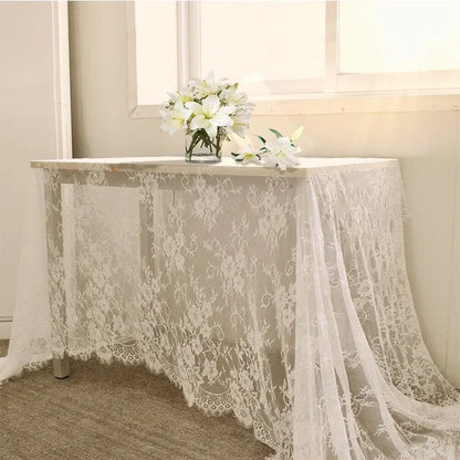 Vivolux | Rustikale Hochzeit Weiße Spitze Tischdecke Vintage Bestickte Empfangstisch Dekor Boho Party Valentinstag Tischdecke