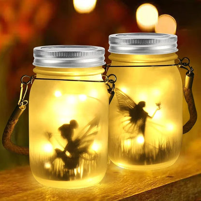 Vivolux | Glas Fee Lampe - Solar Einmachglas Laterne, IP65 Wasserdicht Außen Hängeleuchte