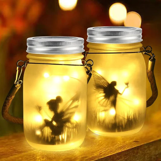 Vivolux | Glas Fee Lampe - Solar Einmachglas Laterne, IP65 Wasserdicht Außen Hängeleuchte