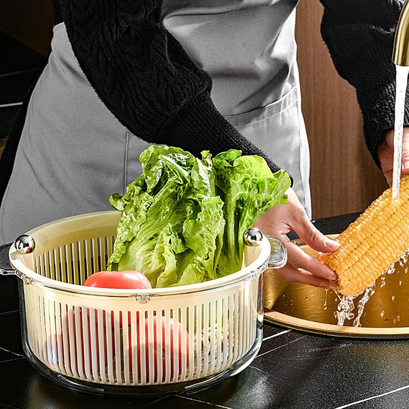 VIvolux | Manuelles Spin-Gemüse-Abtropfkorb