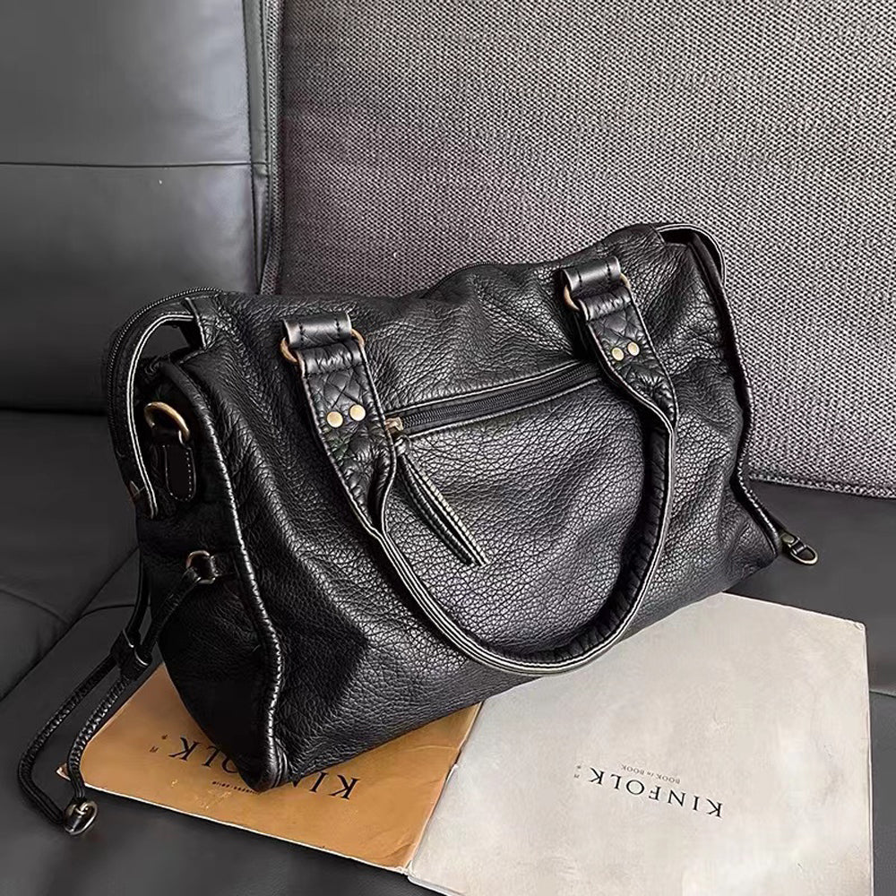Luxus schwarze Lederhandtasche