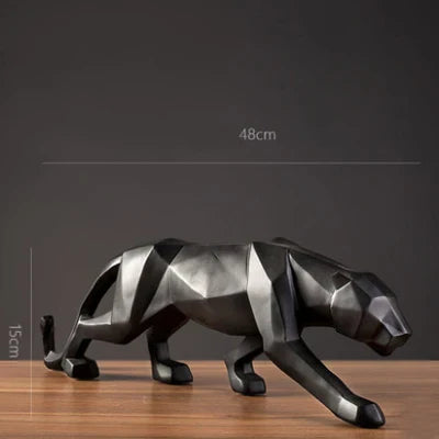 Vivolux | Panther-Statue, Tierfigur, abstrakter geometrischer Stil, Kunstharz, Leopardenskulptur, Heimbüro, Desktop-Dekoration, Kunsthandwerk