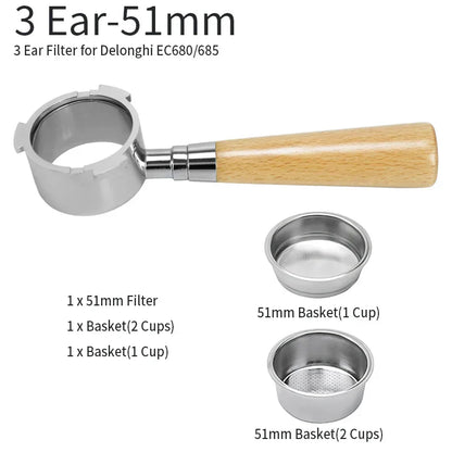 Vivolux | 51mm Kaffee Boden Siebträger Für Delonghi EC680 EC685 Ersatz Filter Korb Espresso Maschine Griff Cafe Zubehör