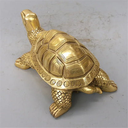 Vivolux | Brass Feng Shui Schildkröte Statue Glückliches Tier Skulptur für Langlebigkeit Haus Büro Dekoration Figürchen Geschenk Studienornament