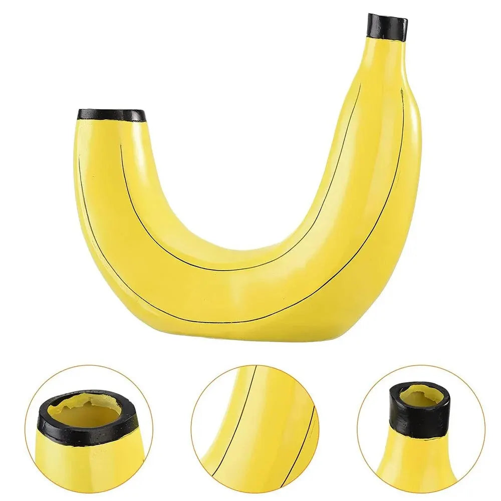 Vivolux | Bananenvase, Blumenvase aus Kunstharz, niedliche Bananenform, dekorative Tischvase für Blumenarrangements, Wohnzimmer, Schlafzimmer, Heimdekoration