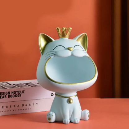 Vivolux | Fortune Crown Big Mouth Cat Eingang Schlüsselablage Dekoratives Ornament, Licht Luxus Einweihungsgeschenk Skulptur
