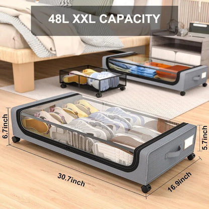 Vivolux | Unterbett-Aufbewahrung stapelbarer rollbarer Box-Organizer