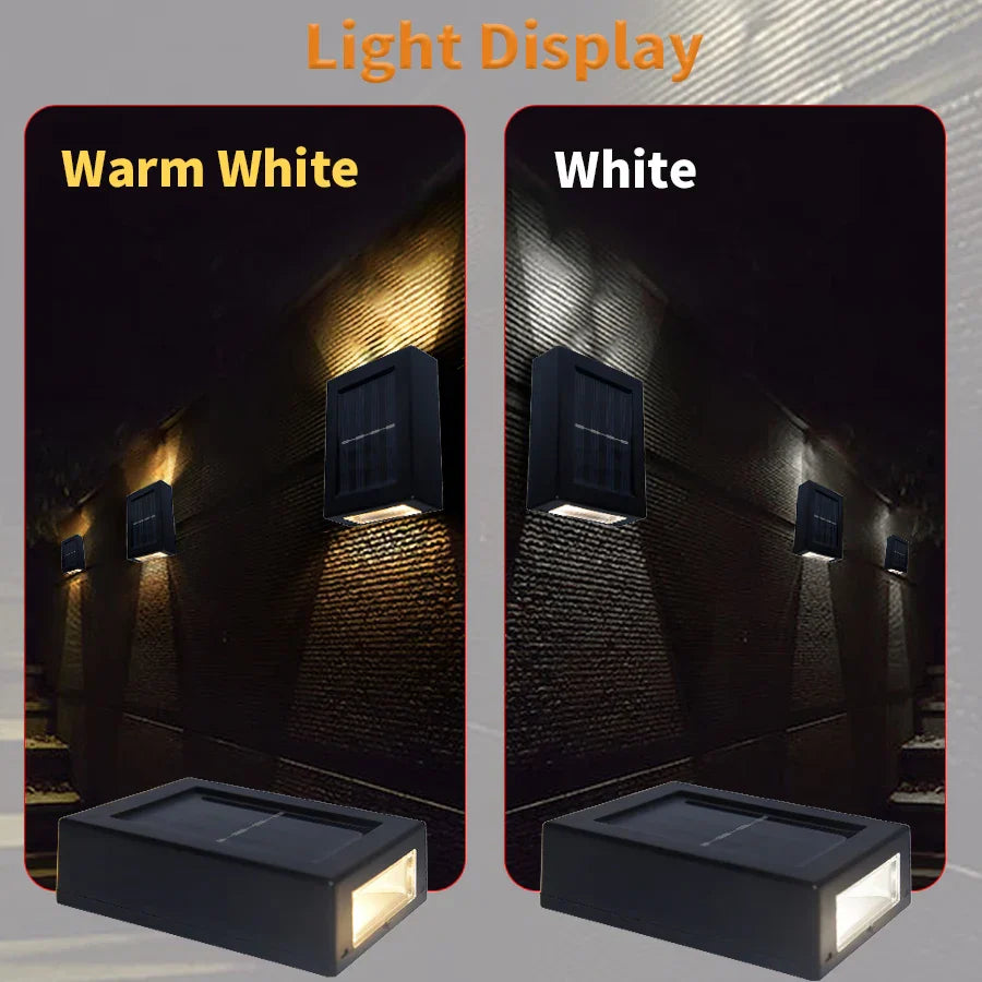 Vivolux | Wasserdichte LED-Solar-Wandlampe: Auf- und Abstrahlung für Balkon, Garten, Straße und Landschaft