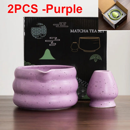 Variant image for Traditionelle Japanische Matcha-Schüssel mit Ausguss und Whiskhalter – Keramik Teezeremonie Set in Elegantem Farbverlauf-8