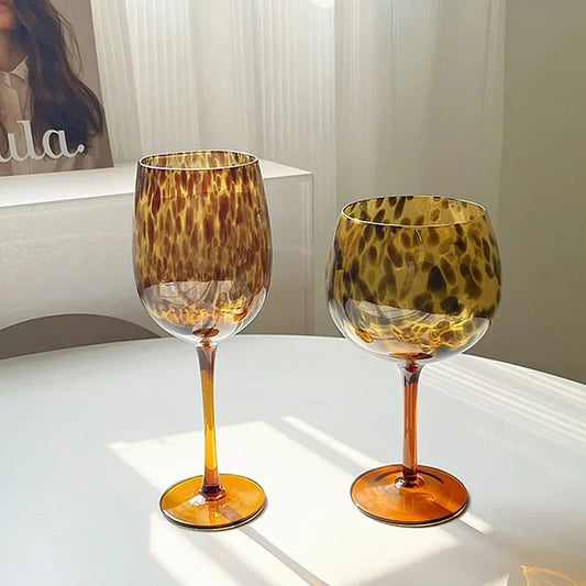 Vivolux | Vintage Amber Leopard-Print Weinglas