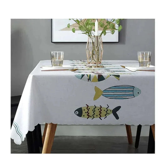 Vivolux | Rechteckige Fleckenresistente Tischdecke mit aquatischem Motiv