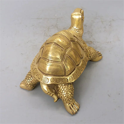 Vivolux | Brass Feng Shui Schildkröte Statue Glückliches Tier Skulptur für Langlebigkeit Haus Büro Dekoration Figürchen Geschenk Studienornament