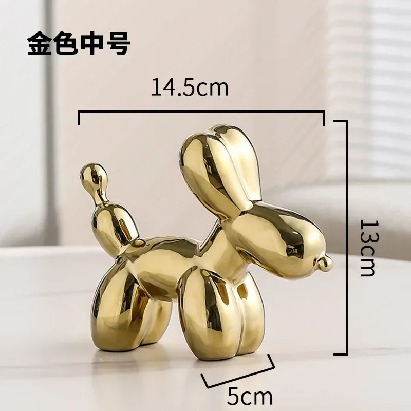 Vivolux | Nordic Keramik Ballon Hund Skulptur Gold Tier Dekorationen Statue Wohnzimmer Ornamente Kreative Desktop Ornament Wohnkultur