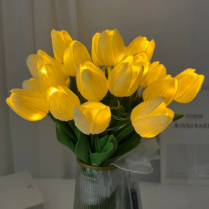 Vivolux | LED-Lampe mit künstlichem Tulpenblumenstrauß perfekt für Geschenke oder als Hochzeitsfeier-Hausdekorationen
