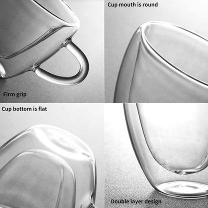Vivolux | Herz Liebe Form Glas Tasse Doppelwandige Kaffeetassen Isolierte Tee Milch Zitrone Saft Wasser Becher Hitzebeständiges Trinkgeschirr Liebhaber Geschenk