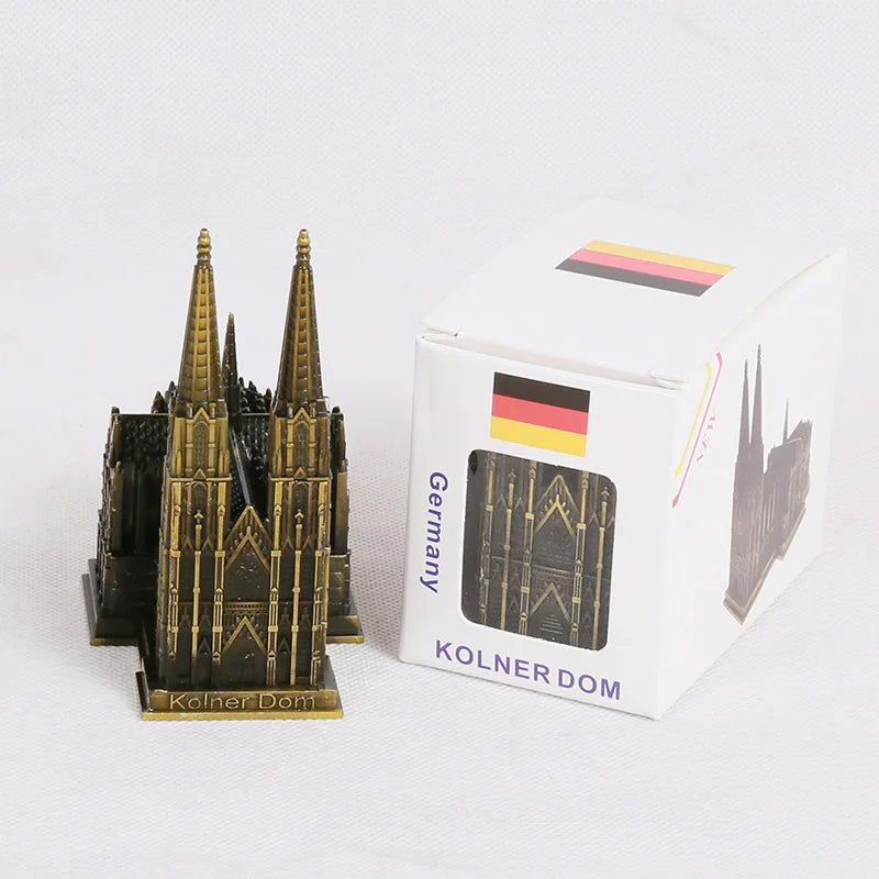 Vivolux | Cologne Cathedral Model Metal Antique Bronze Germany Kölner Dom Building Figurine World Famous Landmark Architecture Decoration