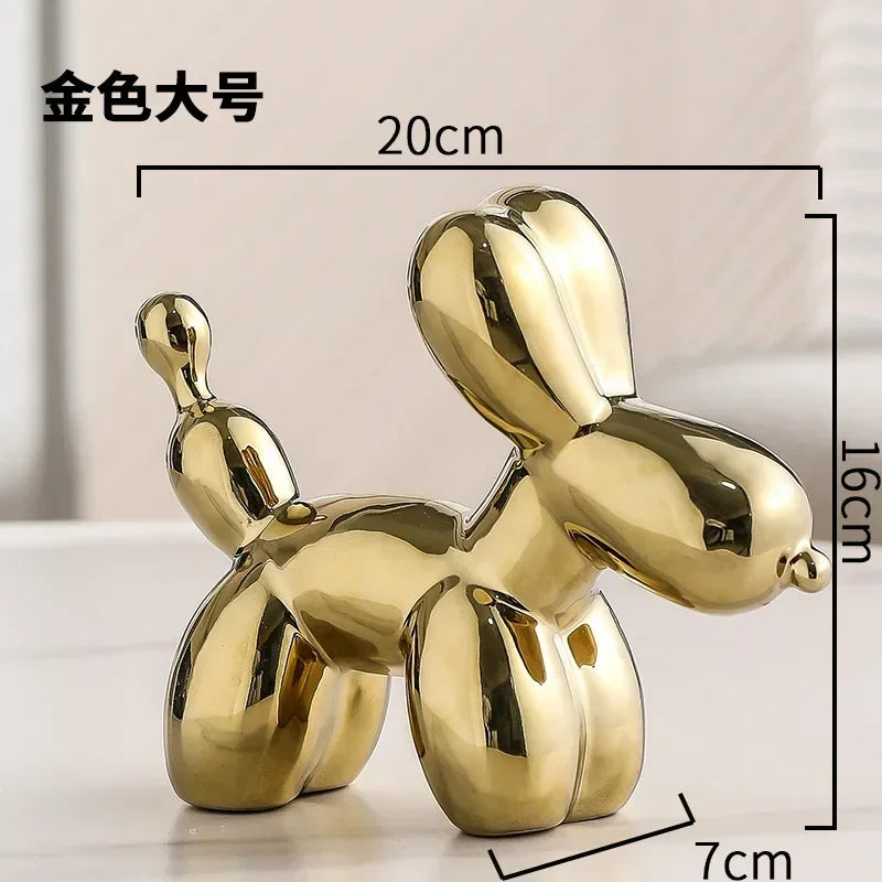 Vivolux | Nordic Keramik Ballon Hund Skulptur Gold Tier Dekorationen Statue Wohnzimmer Ornamente Kreative Desktop Ornament Wohnkultur