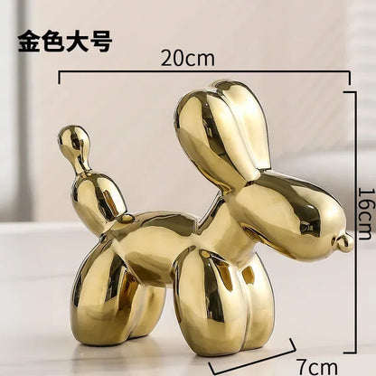 Vivolux | Nordic Keramik Ballon Hund Skulptur Gold Tier Dekorationen Statue Wohnzimmer Ornamente Kreative Desktop Ornament Wohnkultur