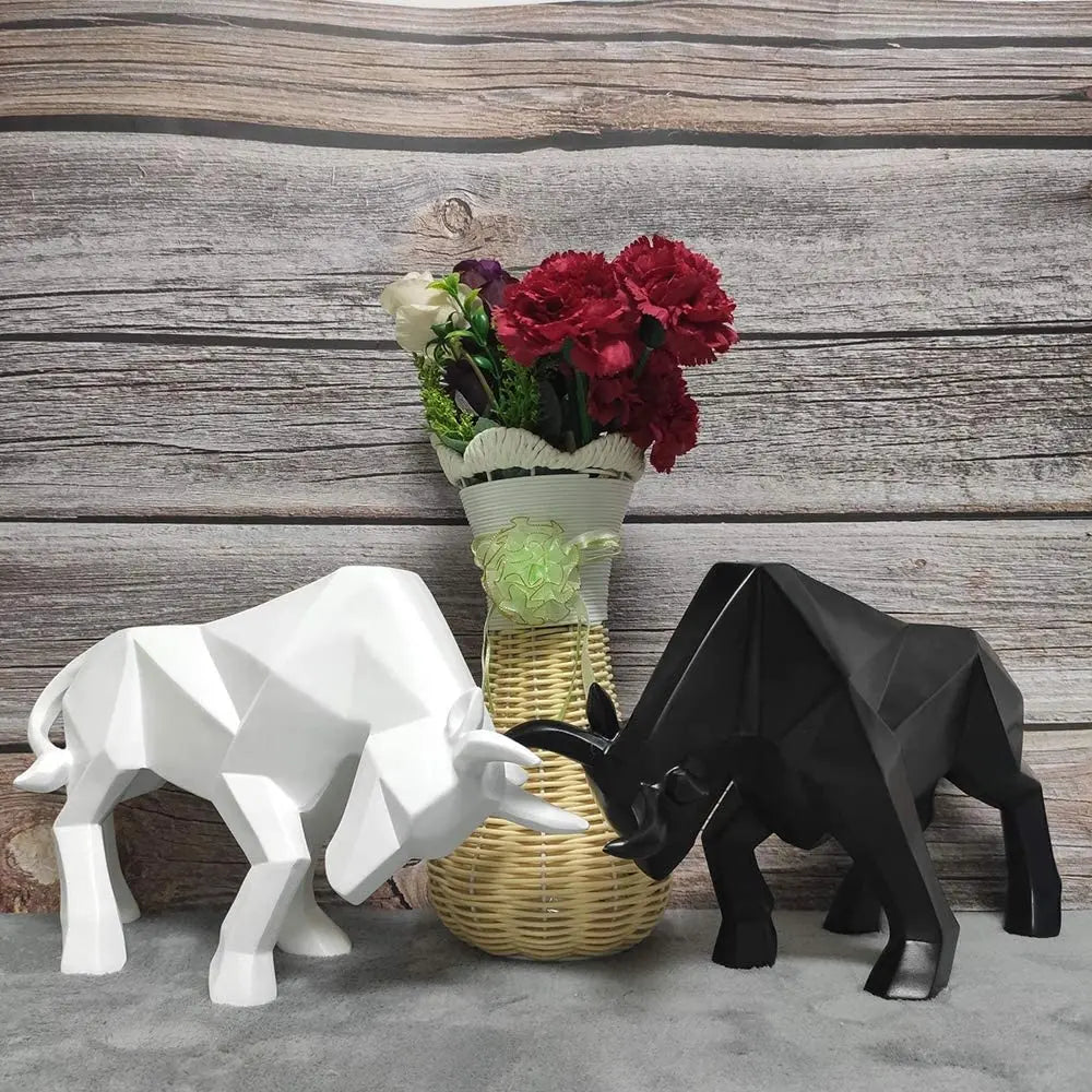 Vivolux | YuryFvna Morden Geometrische Stier-Statue, Ornament, Café, Rinderskulpturen, Tierfiguren, abstrakte Hotel-Heimdekoration