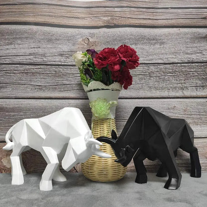 Vivolux | YuryFvna Morden Geometrische Stier-Statue, Ornament, Café, Rinderskulpturen, Tierfiguren, abstrakte Hotel-Heimdekoration