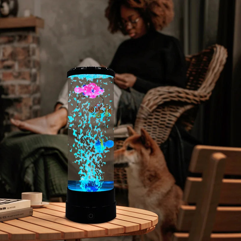 Vivolux | Simulated Led Colorful Large Bubble Fish Light Aquarium Tank Usb Night Light for Home Desk Bedroom Living Room