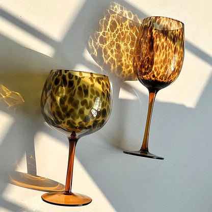Vivolux | Vintage Amber Leopard-Print Weinglas