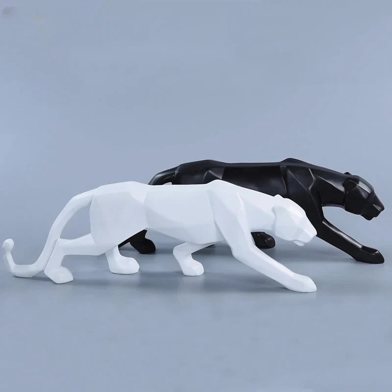 Vivolux | Panther-Statue, Tierfigur, abstrakter geometrischer Stil, Kunstharz, Leopardenskulptur, Heimbüro, Desktop-Dekoration, Kunsthandwerk