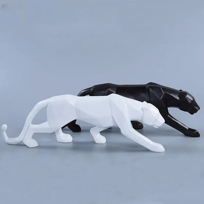Vivolux | Panther-Statue, Tierfigur, abstrakter geometrischer Stil, Kunstharz, Leopardenskulptur, Heimbüro, Desktop-Dekoration, Kunsthandwerk