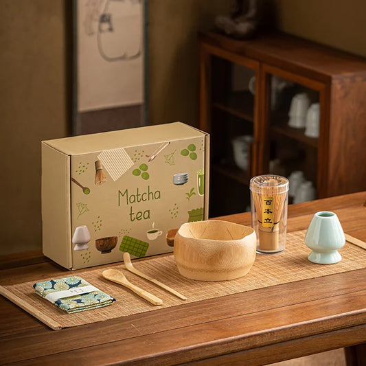 Premium 7-teiliges Matcha Set für authentische Teezeremonien – Bambus Whisk, Keramikschale und Schaufel, ideal als Matcha Starter Set-1