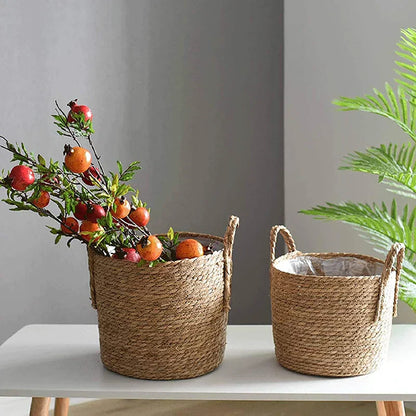 Vivolux | Nordic Extra Large Straw Flower Pot Seaweed Storage Basket Potted Green Plant Flower Basket Hand Woven Floor Indoor Flower Pot