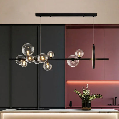 Vivolux | Modern Kreative Metall Kronleuchter Beleuchtung: 7/10 Klarglasblasen, Langes Runddesign mit G9 Lichtarmatur