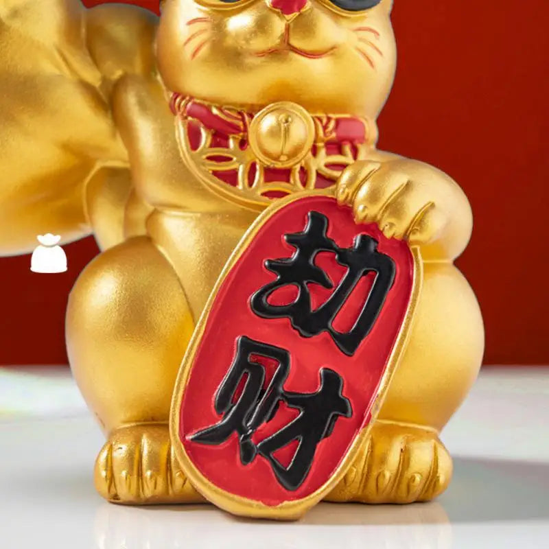 Vivolux | Große Hand, glücklicher Reichtum, winkende Katze, goldfarbene winkende Handkatze, Heimdekoration, willkommene winkende Katze, Skulptur, Statue, Dekor, Auto-Ornament, Shop-Geschenk
