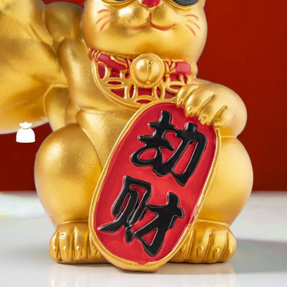Vivolux | Große Hand, glücklicher Reichtum, winkende Katze, goldfarbene winkende Handkatze, Heimdekoration, willkommene winkende Katze, Skulptur, Statue, Dekor, Auto-Ornament, Shop-Geschenk