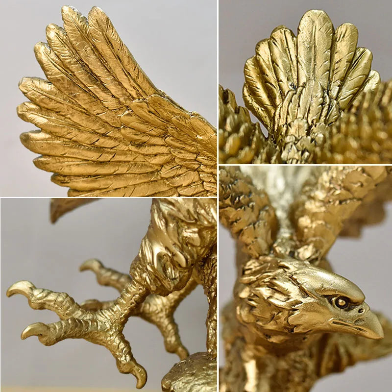 Vivolux | Resin Goldener Adler Statue Kunst Tier Modell Sammlung Ornament Zuhause Büro Schreibtisch Feng Shui Dekor Figuren einfach