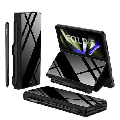 Vivolux | Stoßfeste Rüstungshülle Hülle Glas Abdeckung Ständer Einfügkarte Lederhülle für Samsung Galaxy Z Fold 5/4