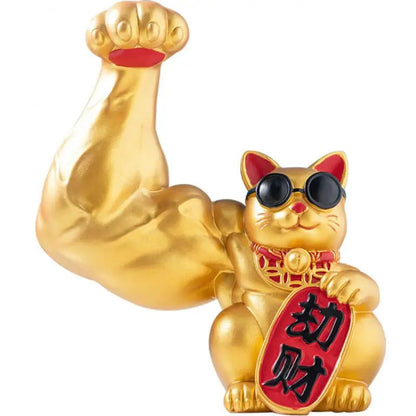 Vivolux | Große Hand, glücklicher Reichtum, winkende Katze, goldfarbene winkende Handkatze, Heimdekoration, willkommene winkende Katze, Skulptur, Statue, Dekor, Auto-Ornament, Shop-Geschenk