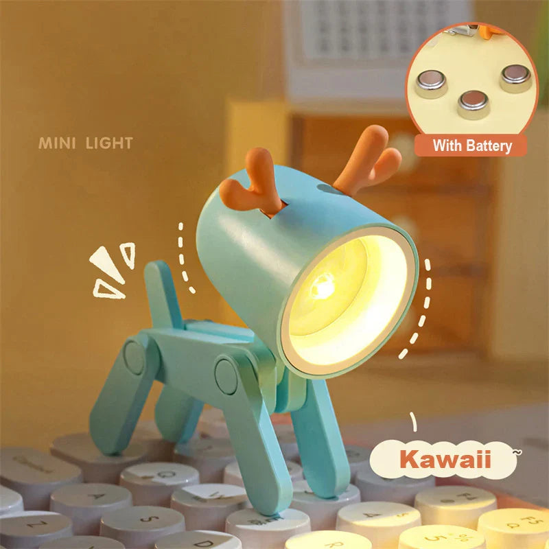 Vivolux | Süße LED-Nachtlampe - Mini-Hund, Hirsch, Dinosaurier Falt-Tischlampe für das Kinderzimmer