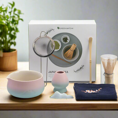 Japanisches Matcha Tee Set mit Keramikschale, Bambusbesen und Sieb – Perfektes Tee Geschenkset für authentische Teezeremonien-3