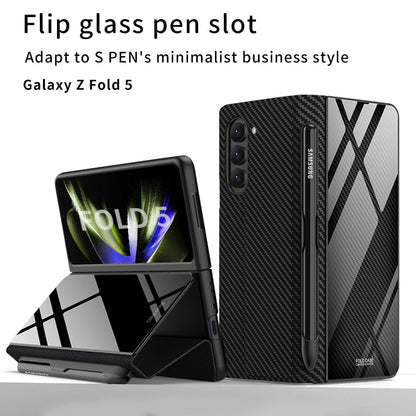Vivolux | Stoßfeste Rüstungshülle Hülle Glas Abdeckung Ständer Einfügkarte Lederhülle für Samsung Galaxy Z Fold 5/4