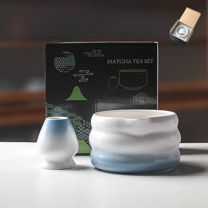 Variant image for Traditionelle Japanische Matcha-Schüssel mit Ausguss und Whiskhalter – Keramik Teezeremonie Set in Elegantem Farbverlauf-21