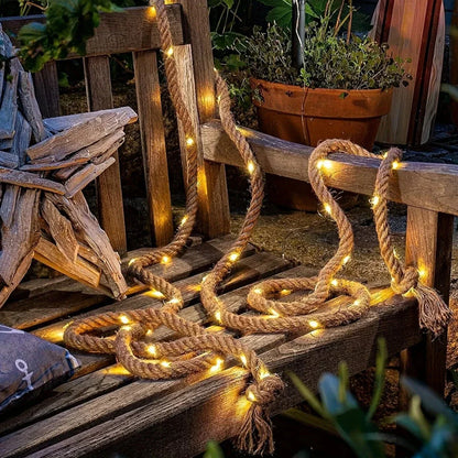 Vivolux | SolarRope | Solarbetriebenes Hanfseillicht | Nachhaltige Dekobeleuchtung für Garten & Terrasse